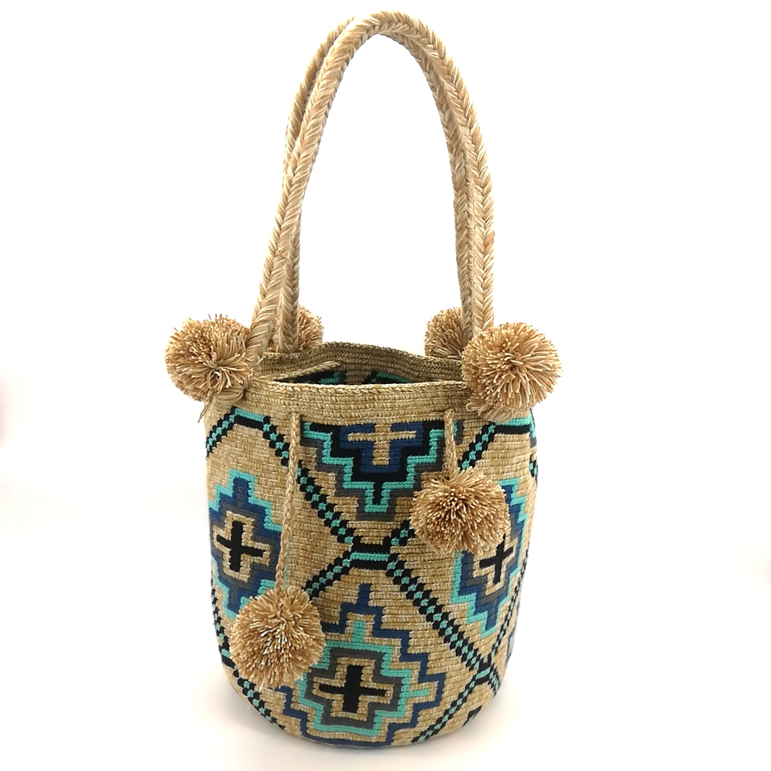 Wayuu Bag - Braided Handle - Popula 2T - Design - Large - FIO00182
